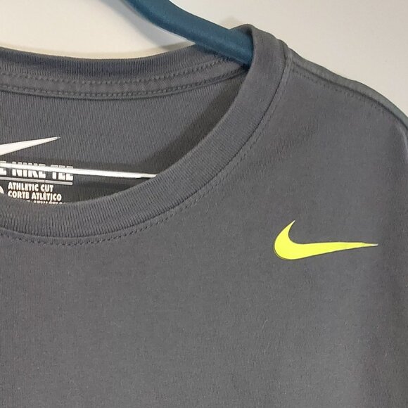 The Nike Tee - Dri Fit, Athletic Gray, Yellow-Green Swoosh - Picture 4 of 7